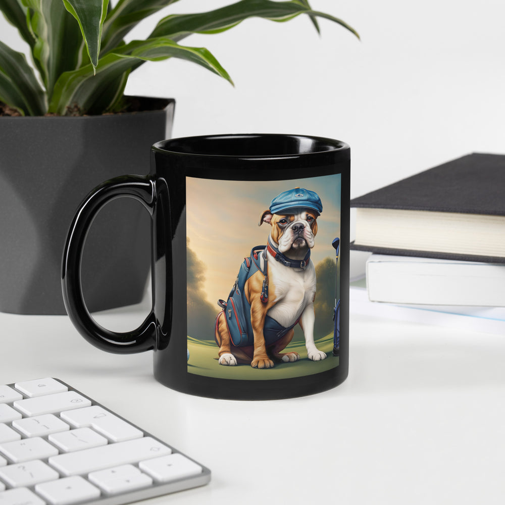 Catahoula Bulldog Golfer- Black Glossy Mug v4