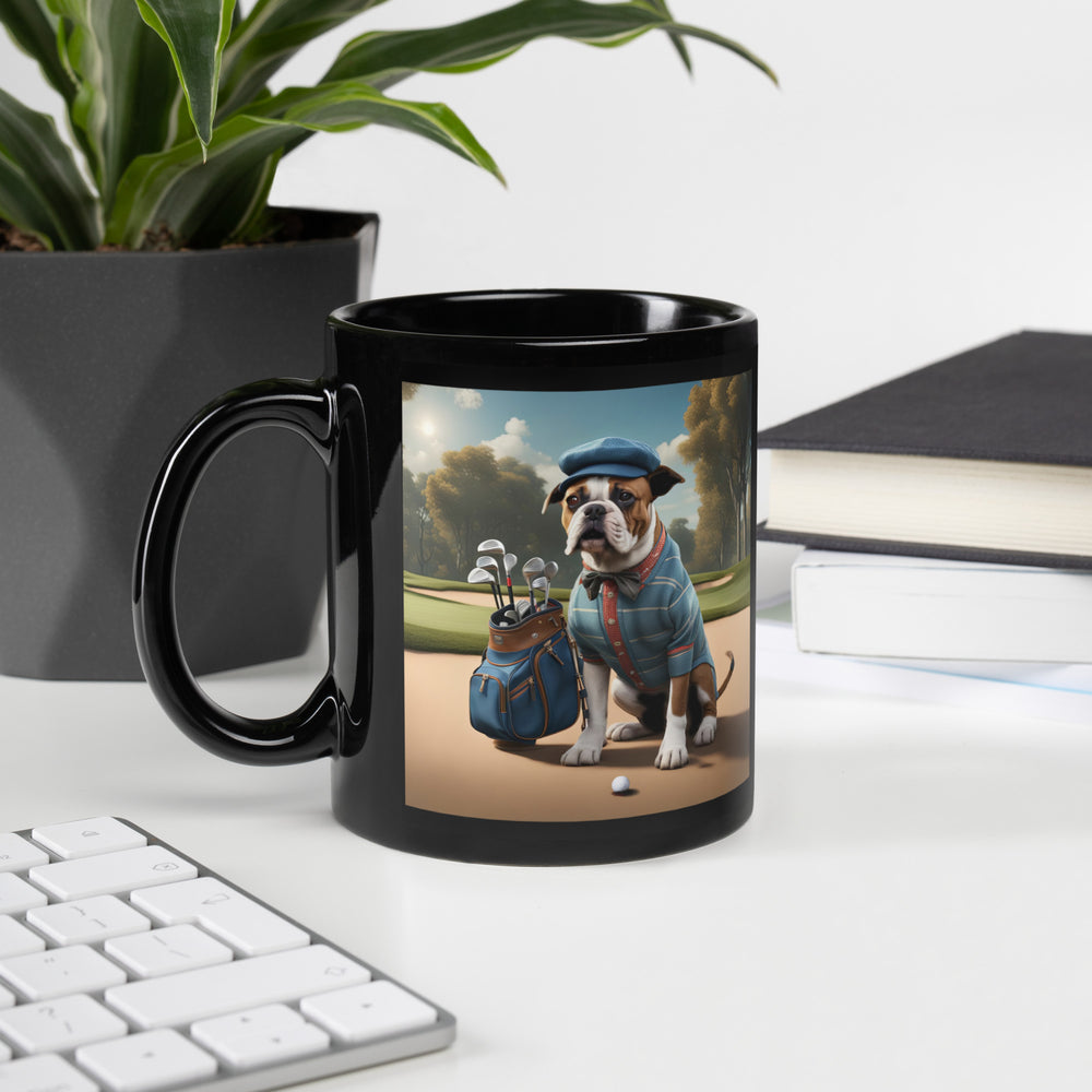 Catahoula Bulldog Golfer- Black Glossy Mug v7