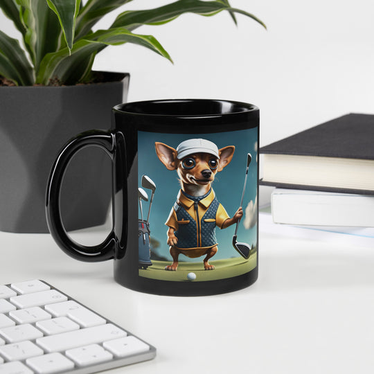 Chiweenie Golfer- Black Glossy Mug v2