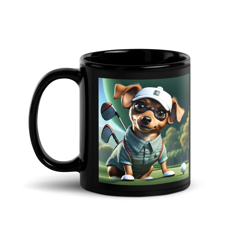 Chiweenie Golfer- Black Glossy Mug v4