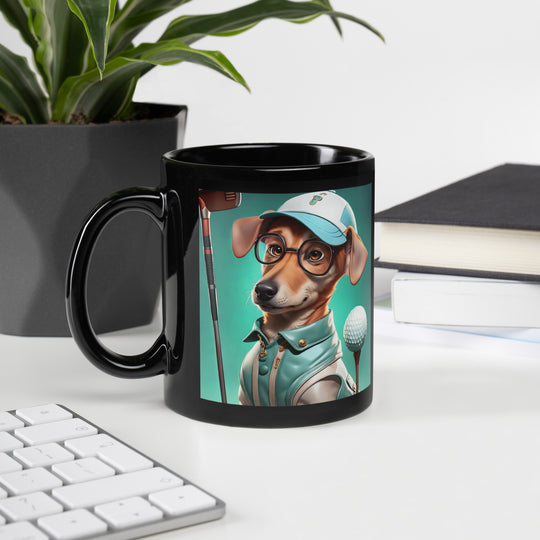 Chiweenie Golfer- Black Glossy Mug v5