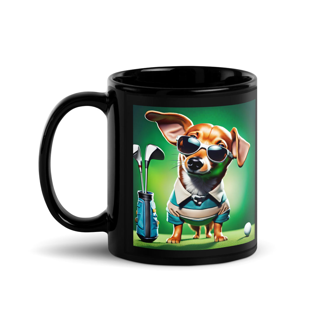 Chiweenie Golfer- Black Glossy Mug v6