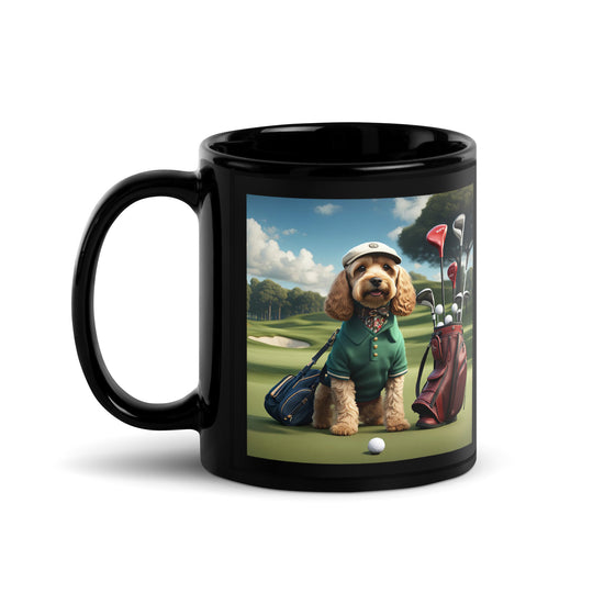 Cockapoo Golfer- Black Glossy Mug