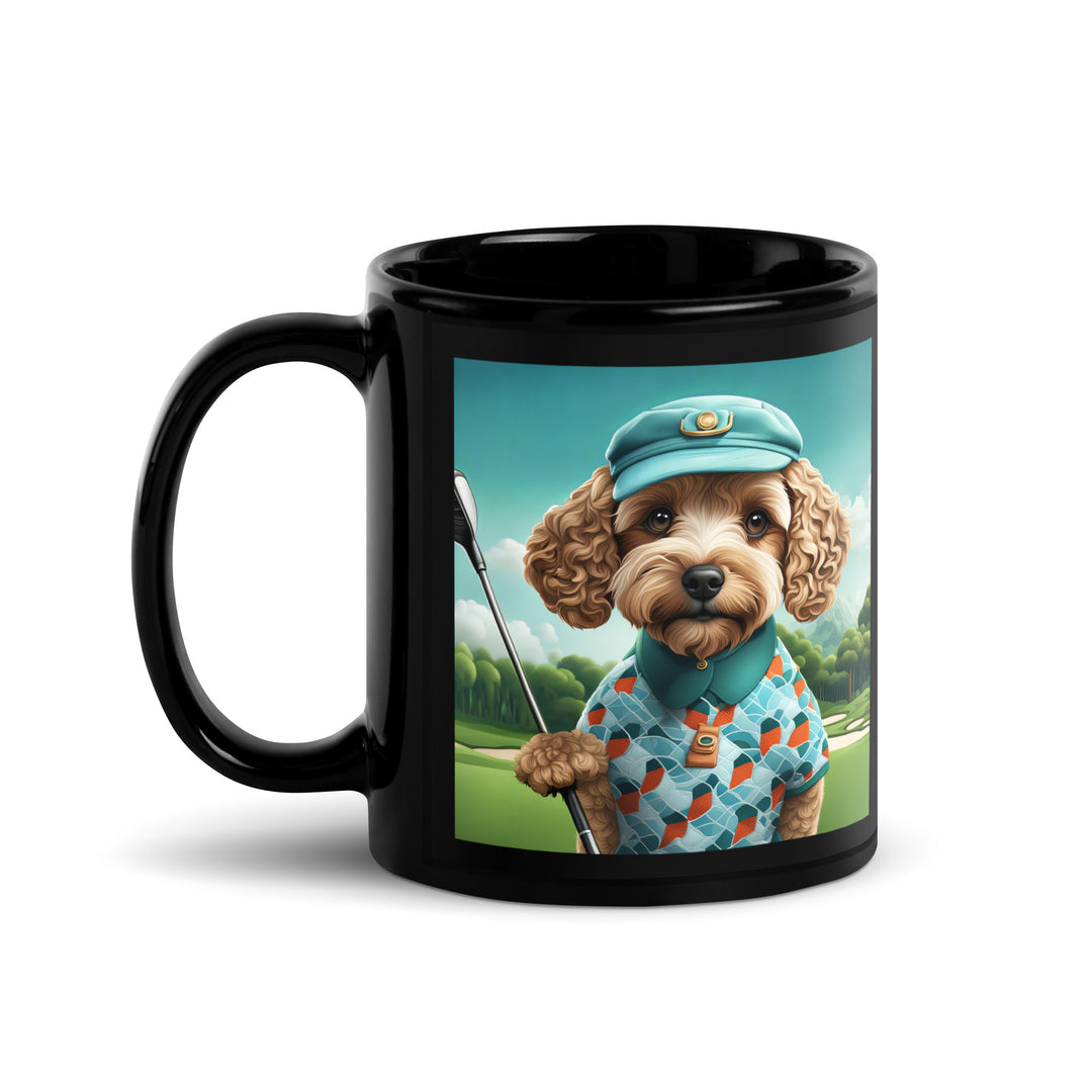 Cockapoo Golfer- Black Glossy Mug v3