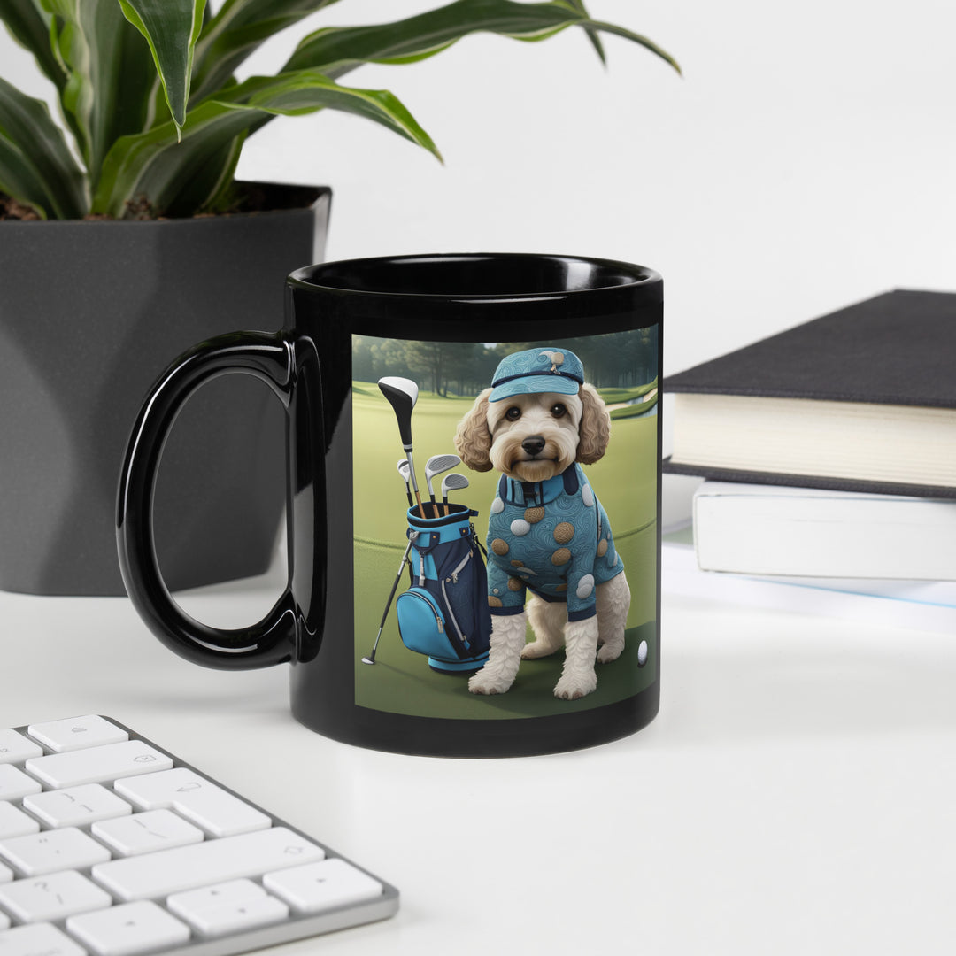 Cockapoo Golfer- Black Glossy Mug v4