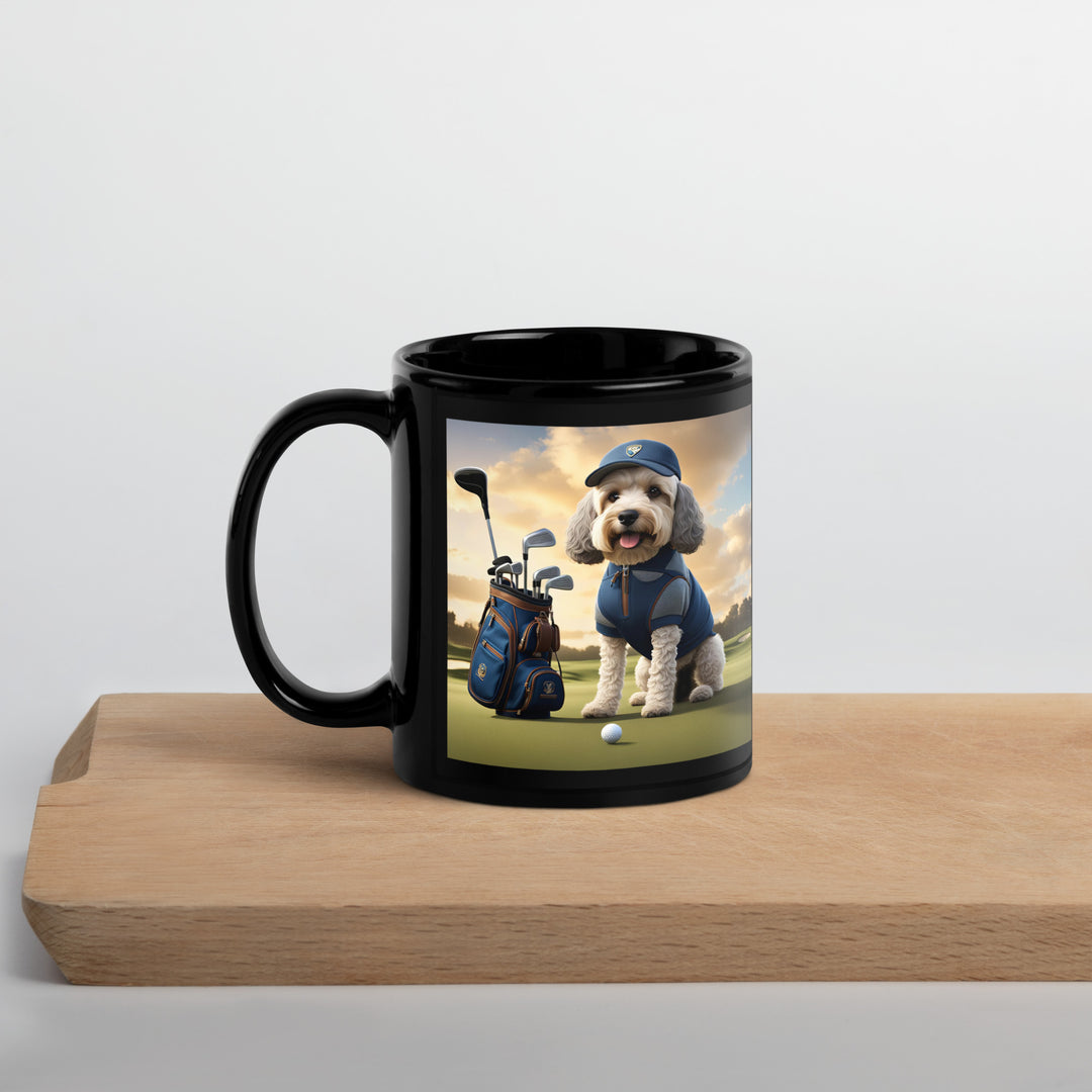 Cockapoo Golfer- Black Glossy Mug v8