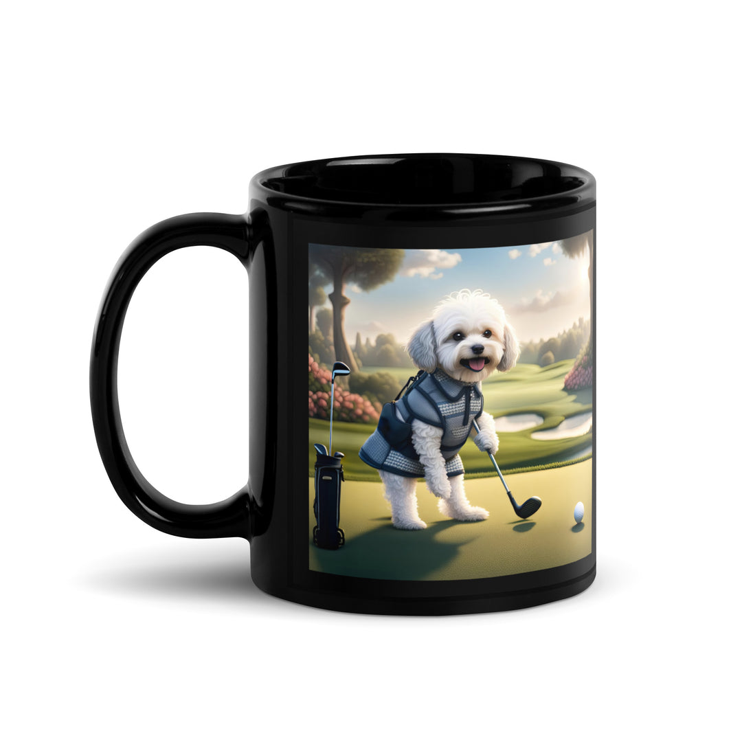 Maltipoo Golfer- Black Glossy Mug