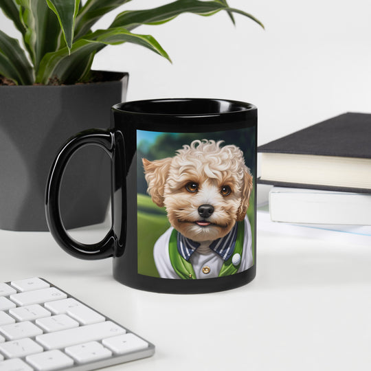 Maltipoo Golfer- Black Glossy Mug v2