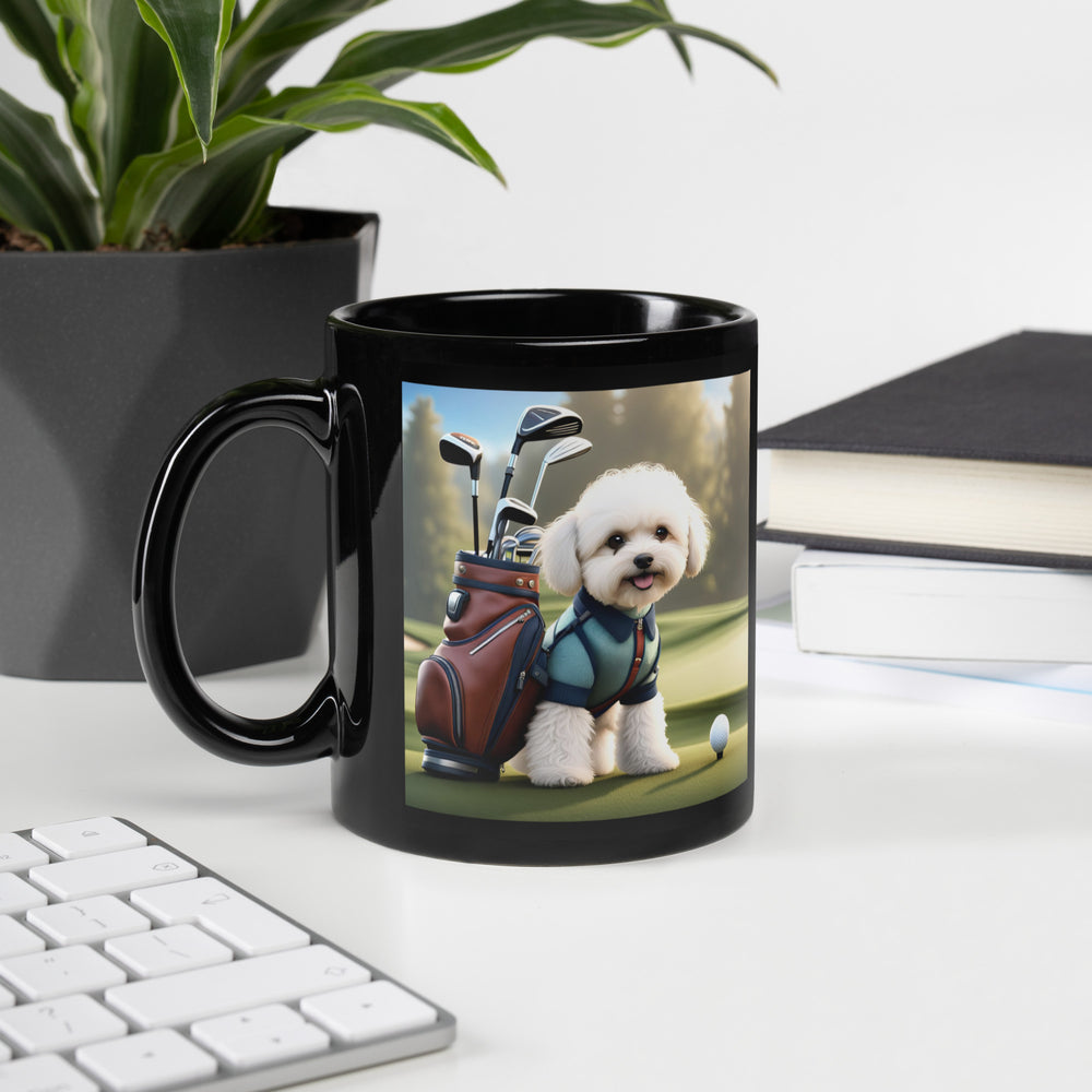 Maltipoo Golfer- Black Glossy Mug v4