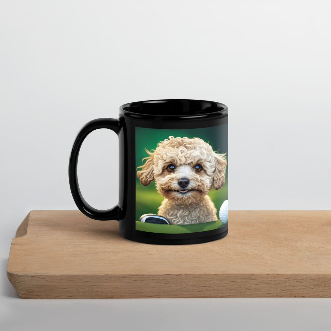 Maltipoo Golfer- Black Glossy Mug v6