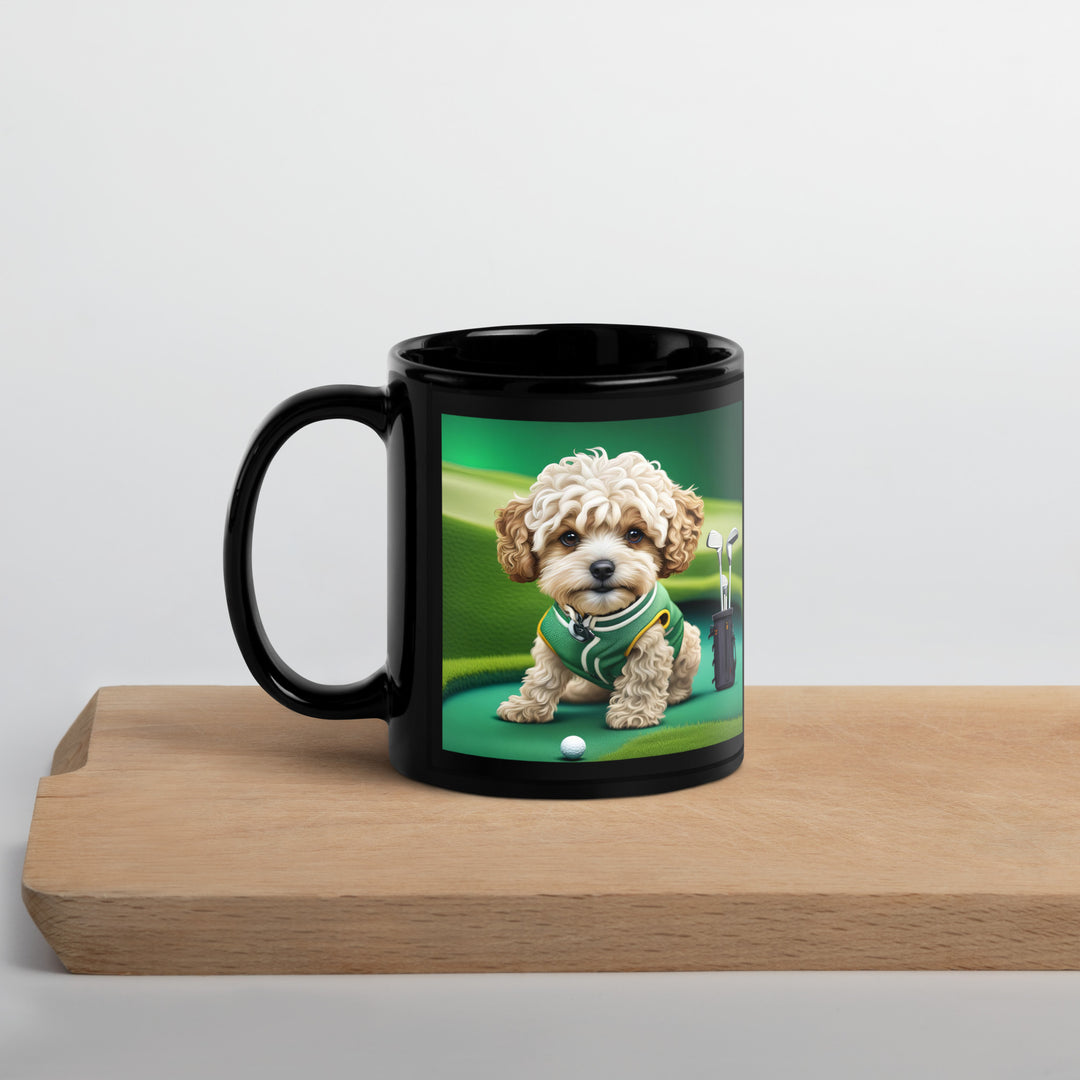 Maltipoo Golfer- Black Glossy Mug v7