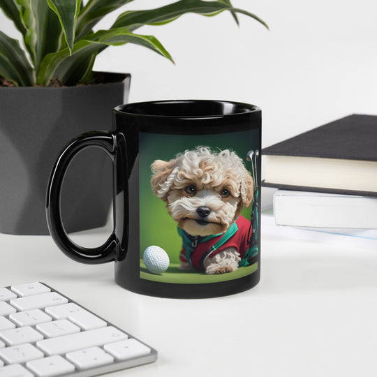 Maltipoo Golfer- Black Glossy Mug v9