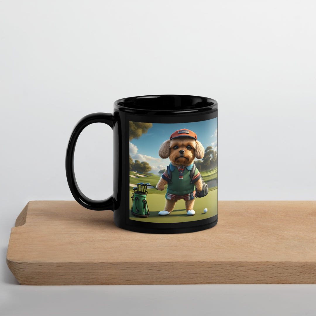 Pekapoo Golfer- Black Glossy Mug v2