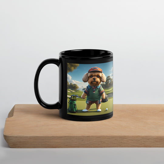 Pekapoo Golfer- Black Glossy Mug v2