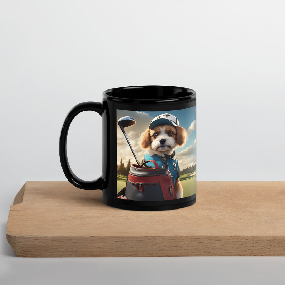 Pekapoo Golfer- Black Glossy Mug v4