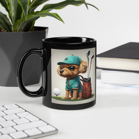 Pekapoo Golfer- Black Glossy Mug v7