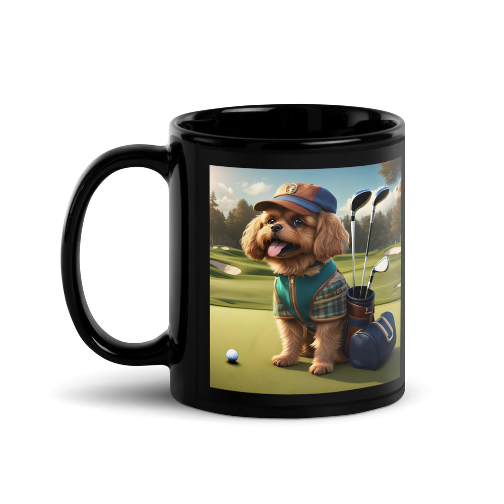 Pekapoo Golfer- Black Glossy Mug v12