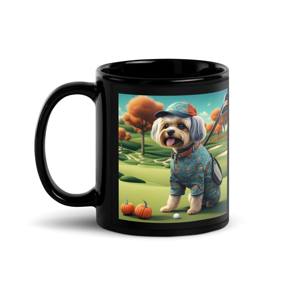 Pekapoo Golfer- Black Glossy Mug v8