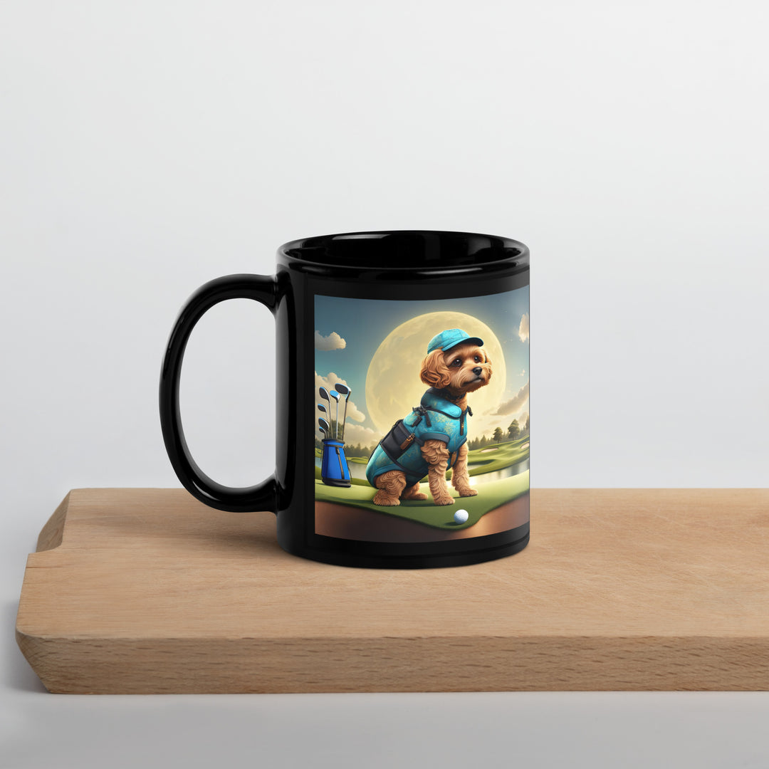 Pekapoo Golfer- Black Glossy Mug v9