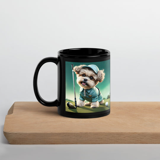 Shih-Poo Golfer- Black Glossy Mug