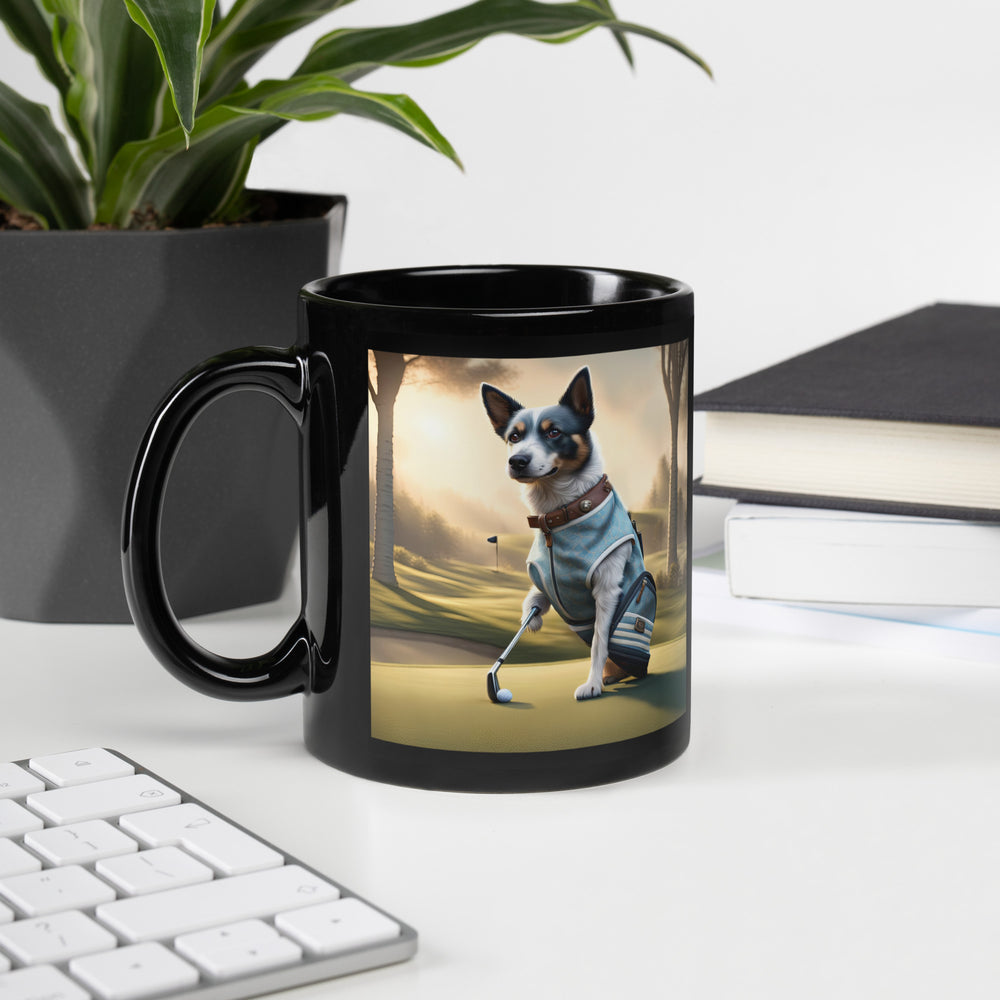 Texas Heeler Golfer- Black Glossy Mug v2