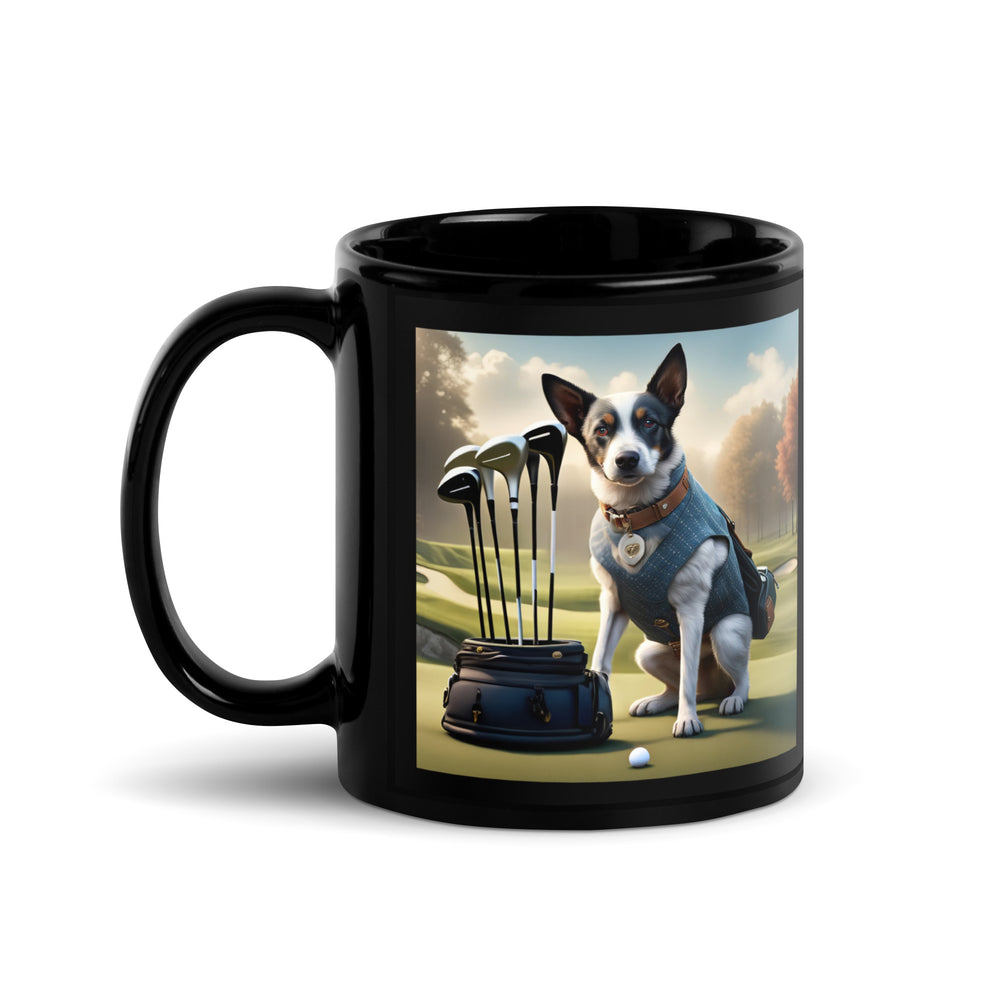 Texas Heeler Golfer- Black Glossy Mug v5