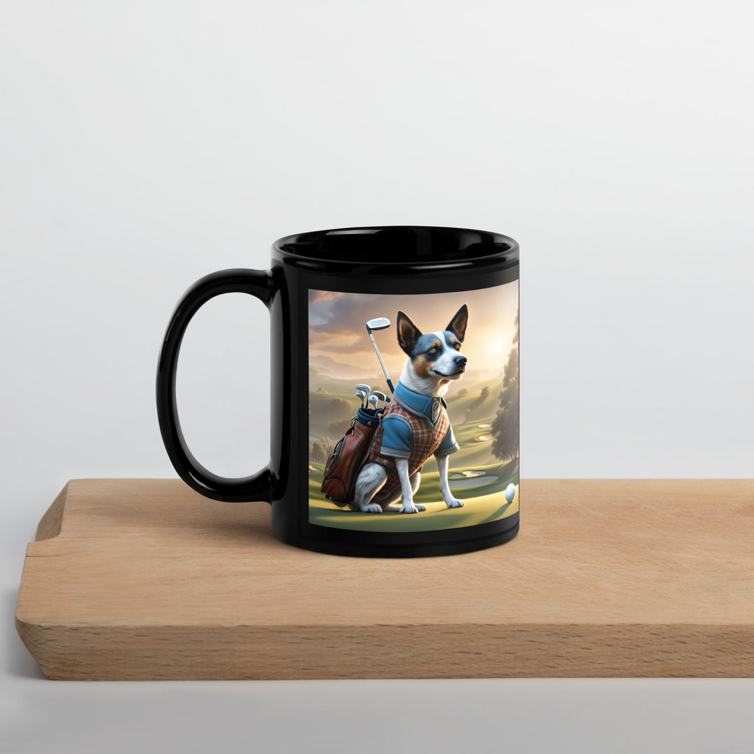 Texas Heeler Golfer- Black Glossy Mug v6