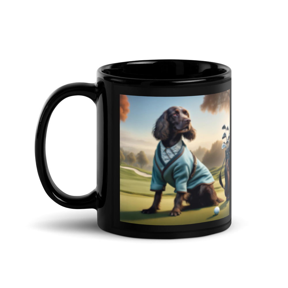 Sprocker Spaniel Golfer- Black Glossy Mug v3