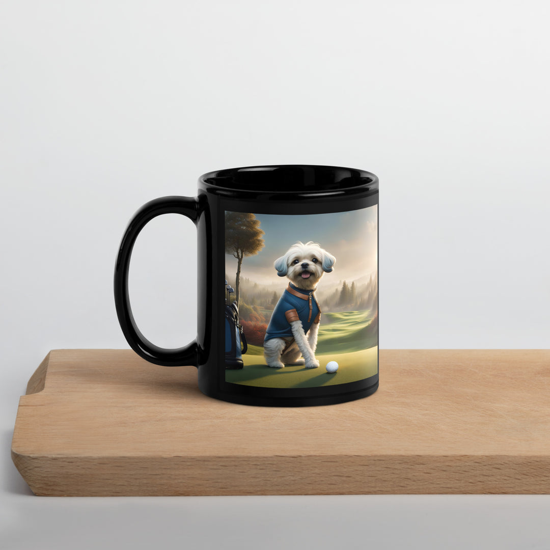 Pugapoo Golfer- Black Glossy Mug v7