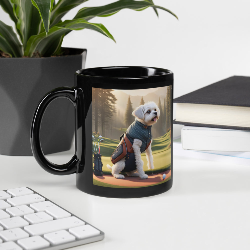 Pugapoo Golfer- Black Glossy Mug v8