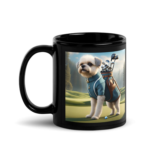 Pugapoo Golfer- Black Glossy Mug v9