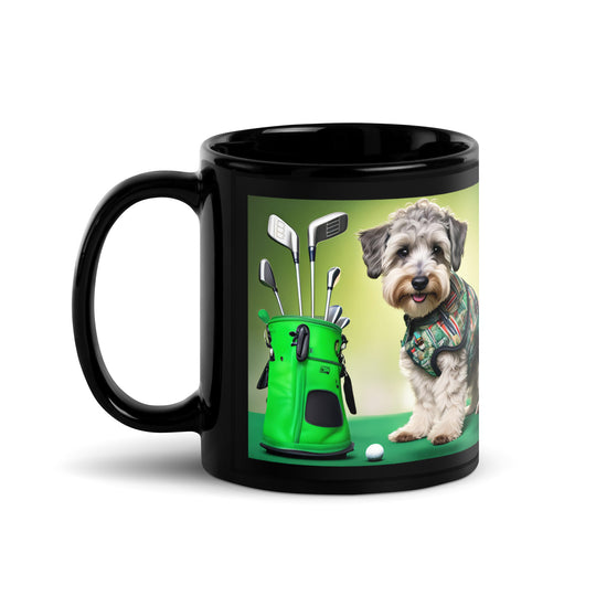 Schnoodle Golfer- Black Glossy Mug