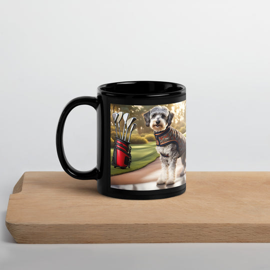 Schnoodle Golfer- Black Glossy Mug v11