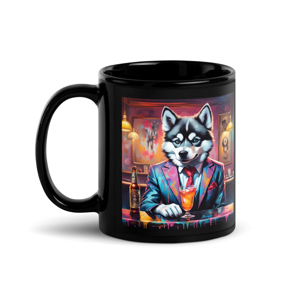 Pomsky General- Black Glossy Mug v4