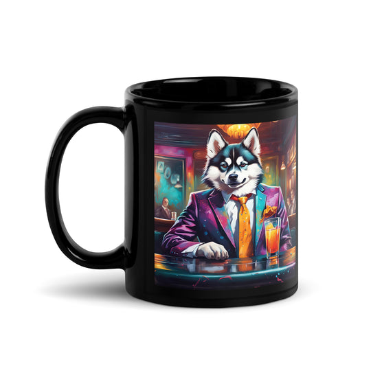 Pomsky General- Black Glossy Mug v6