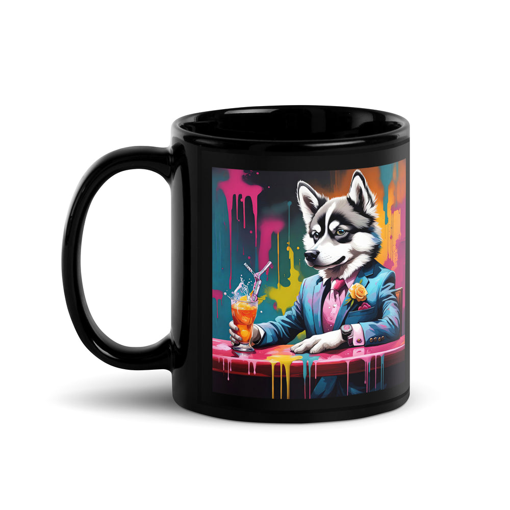 Pomsky General- Black Glossy Mug v7