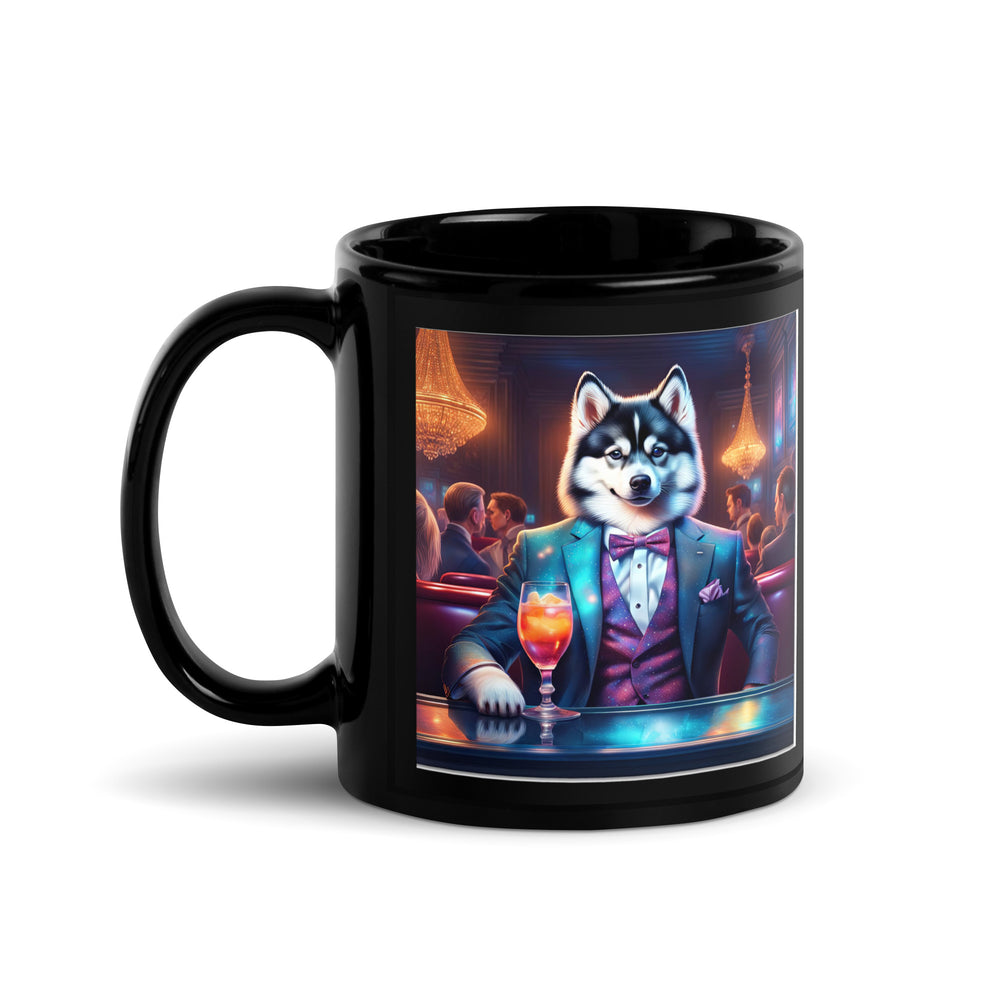 Pomsky General- Black Glossy Mug v12