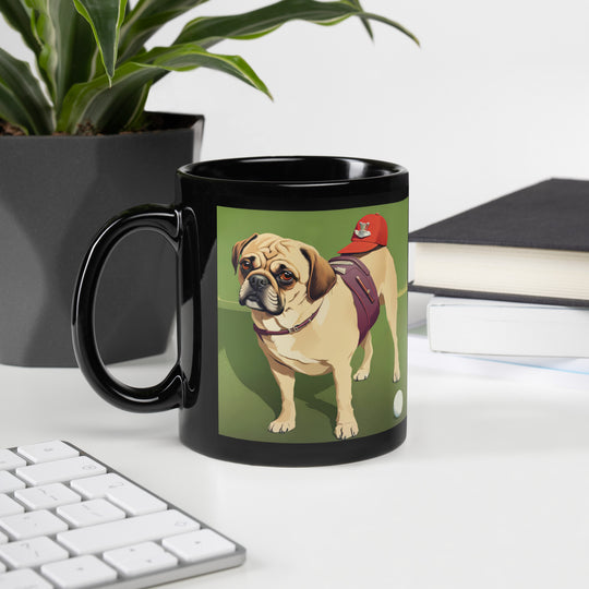 Puggle Golfer- Black Glossy Mug v11