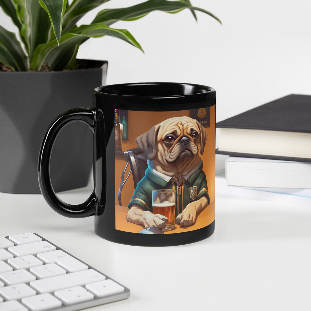 Puggle Golfer- Black Glossy Mug v14