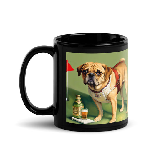 Puggle Golfer- Black Glossy Mug v15