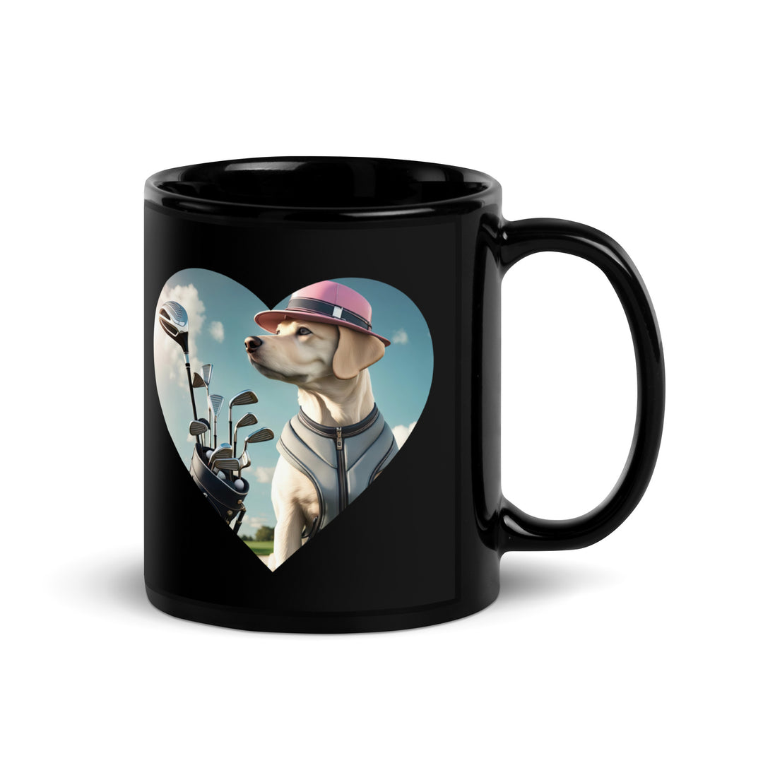 Black Glossy Mug-Labrador Retriever Golfer V2