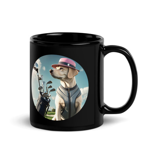 Black Glossy Mug-Labrador Retriever Golfer V3