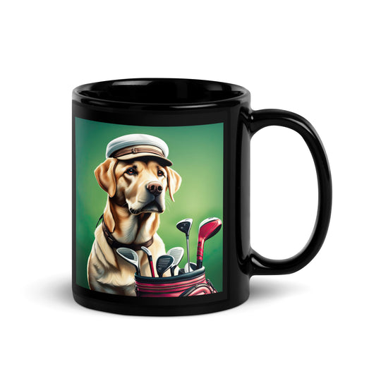 Black Glossy Mug-Labrador Retriever Golfer V7