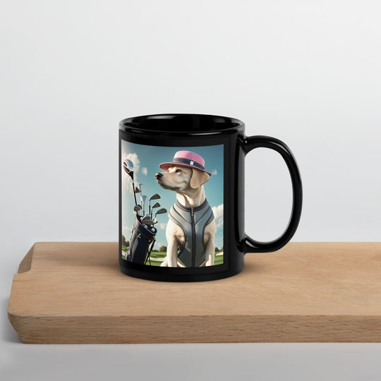 Black Glossy Mug-Labrador Retriever Golfer V8