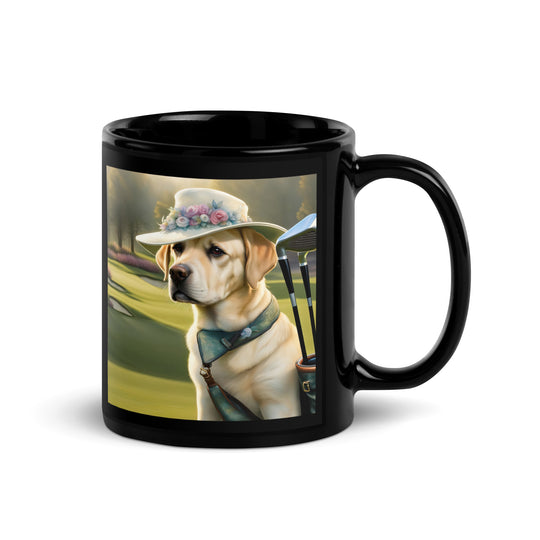 Black Glossy Mug-Labrador Retriever Golfer V9