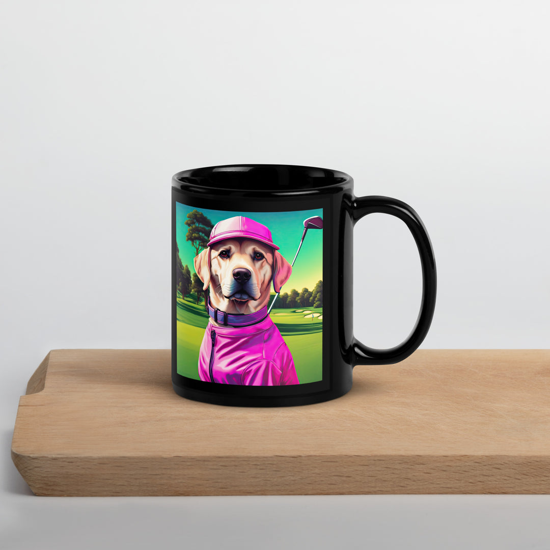 Black Glossy Mug-Labrador Retriever Golfer V14