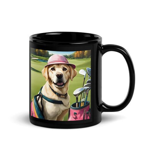 Black Glossy Mug-Labrador Retriever Golfer V15