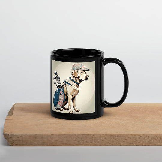 Black Glossy Mug-Labrador Retriever Golfer V18