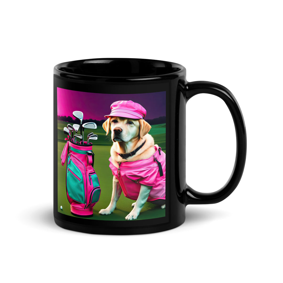 Black Glossy Mug-Labrador Retriever Golfer V21