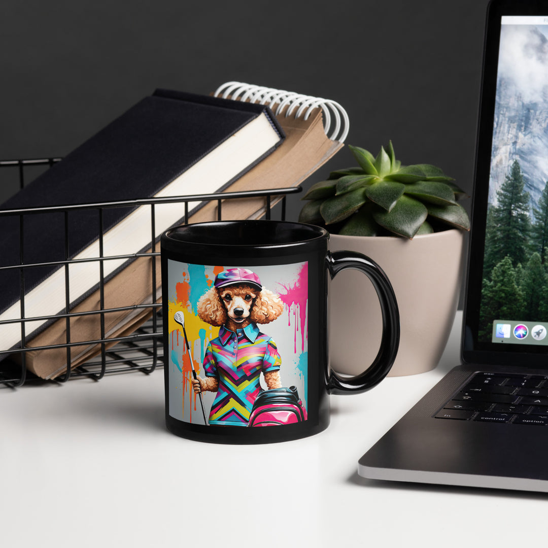 Poodle Golfer- Black Glossy Mug V2